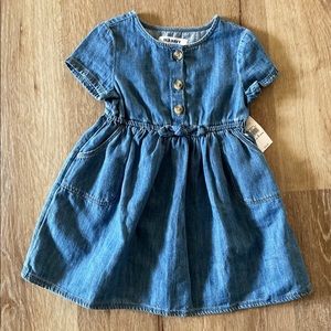 NWT 2T Old Navy Toddler Girls Fit & Flare Chambray Dress with Pockets & Bow